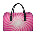 Pink Whirlpool Spiral Print Leather Duffel Bag
