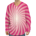 Pink Whirlpool Spiral Print Long Sleeve Baseball Jersey