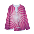 Pink Whirlpool Spiral Print Long Sleeve Short Coat