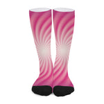 Pink Whirlpool Spiral Print Long Socks