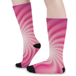 Pink Whirlpool Spiral Print Long Socks