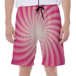 Pink Whirlpool Spiral Print Men's Beach Shorts