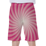 Pink Whirlpool Spiral Print Men's Beach Shorts
