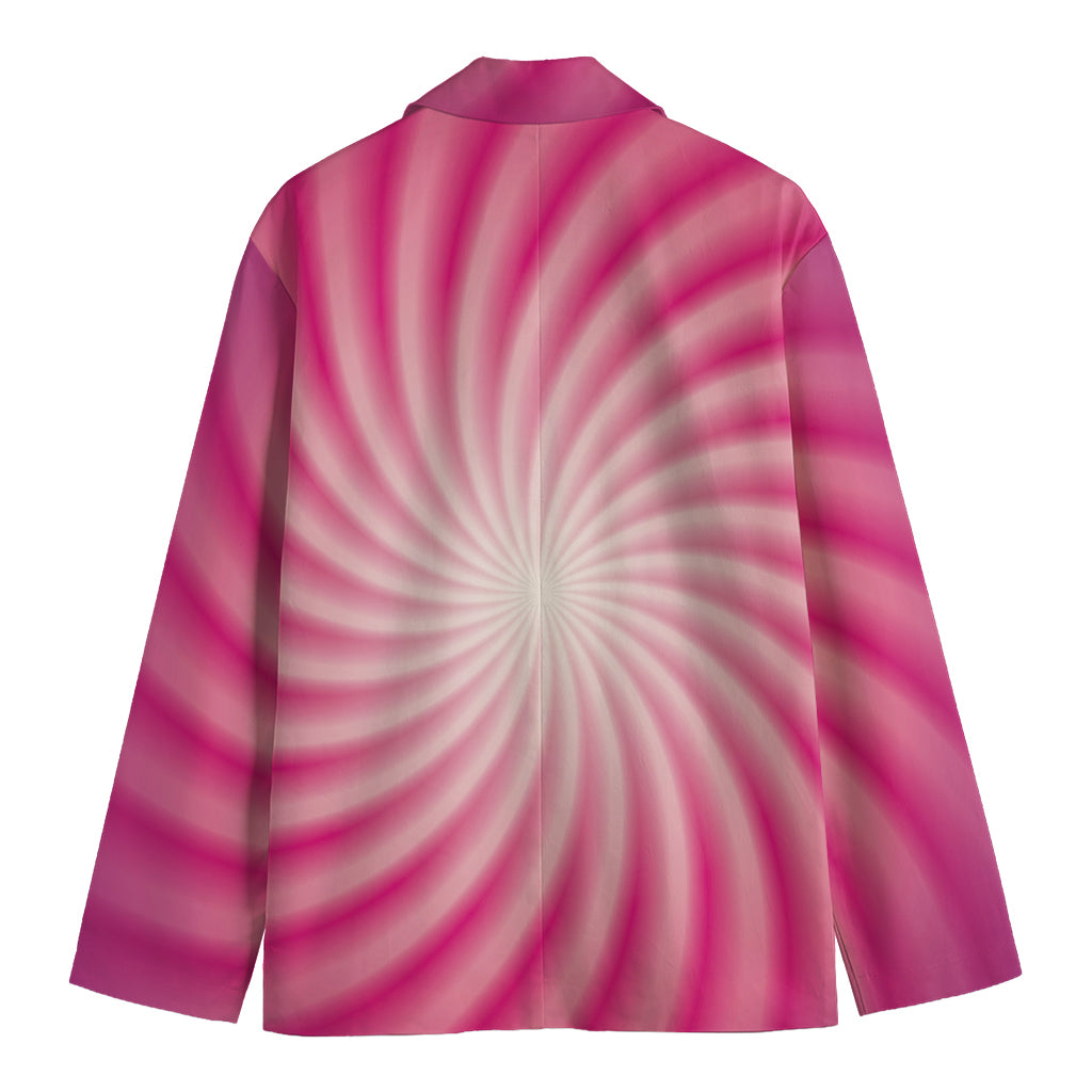 Pink Whirlpool Spiral Print Men's Blazer