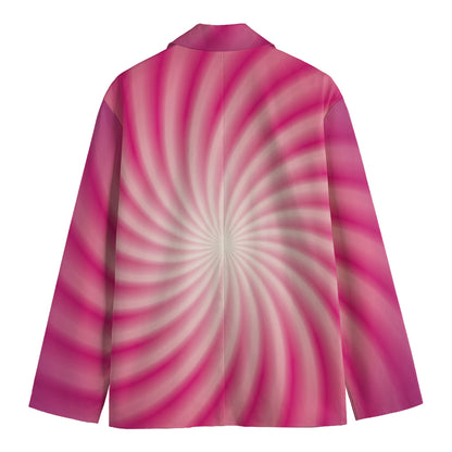 Pink Whirlpool Spiral Print Men's Blazer