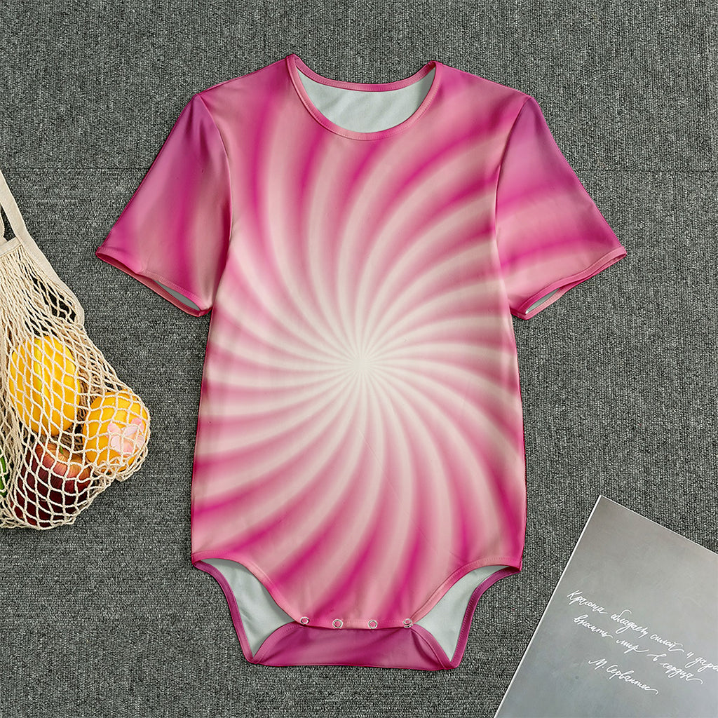 Pink Whirlpool Spiral Print Men's Bodysuit