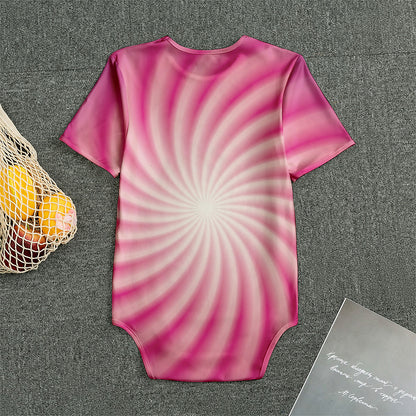 Pink Whirlpool Spiral Print Men's Bodysuit