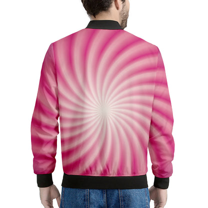 Pink Whirlpool Spiral Print Men's Bomber Jacket