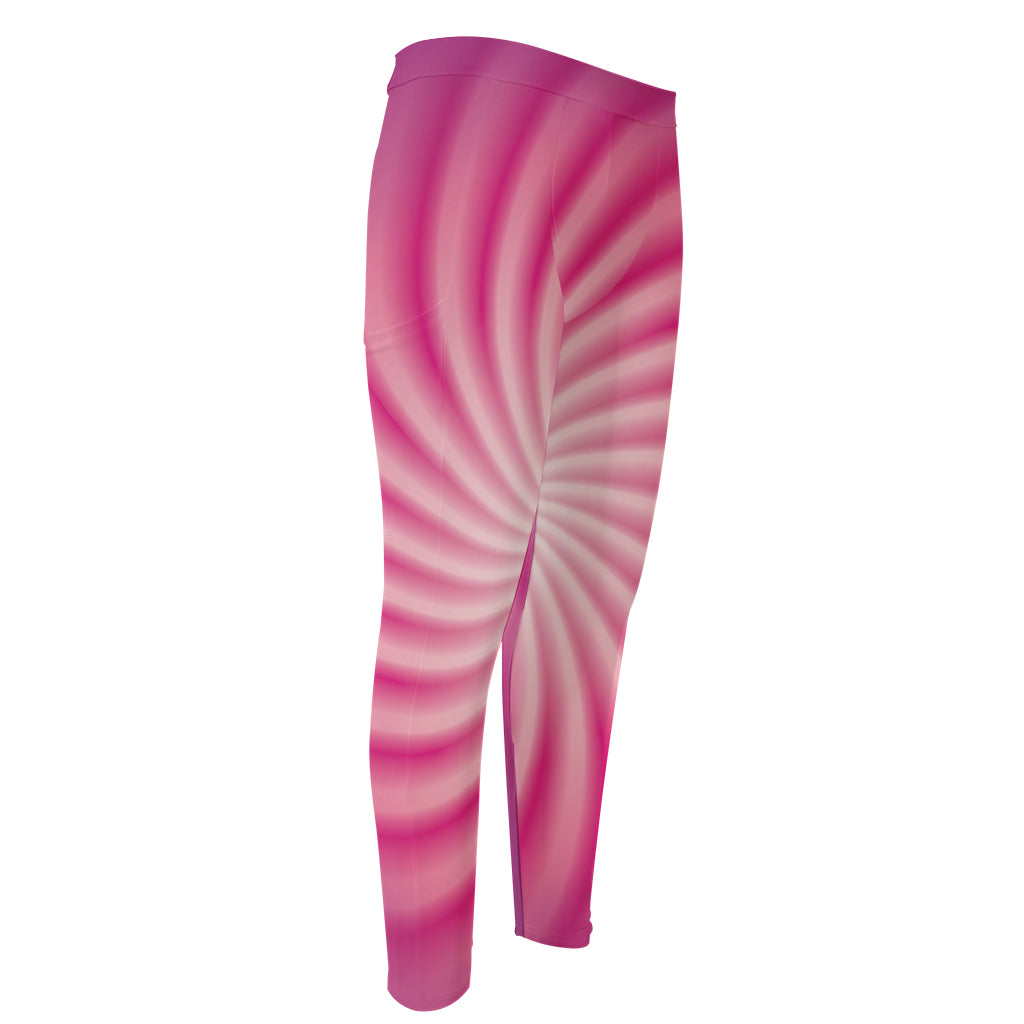 Pink Whirlpool Spiral Print Men's Compression Pants