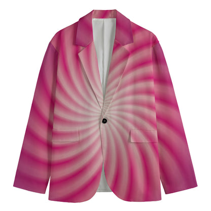 Pink Whirlpool Spiral Print Men's Cotton Blazer