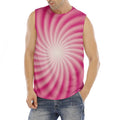 Pink Whirlpool Spiral Print Men's Fitness Tank Top