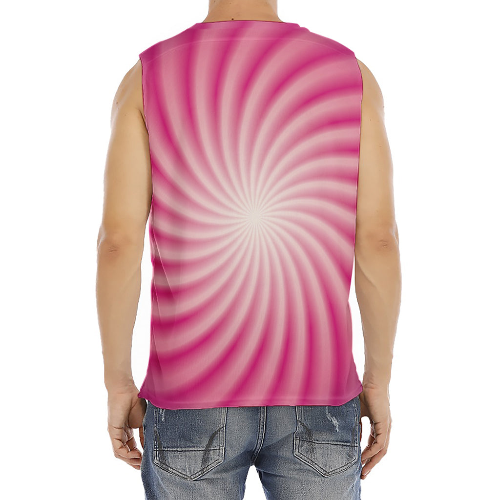 Pink Whirlpool Spiral Print Men's Fitness Tank Top