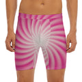 Pink Whirlpool Spiral Print Men's Long Boxer Briefs