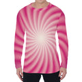 Pink Whirlpool Spiral Print Men's Long Sleeve T-Shirt