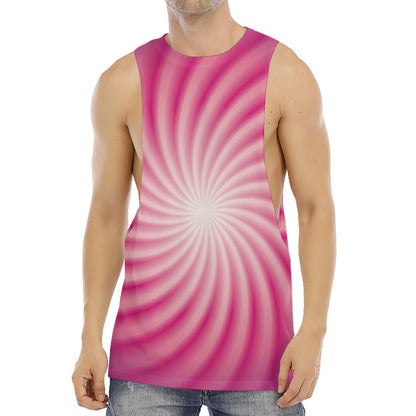 Pink Whirlpool Spiral Print Men's Muscle Tank Top