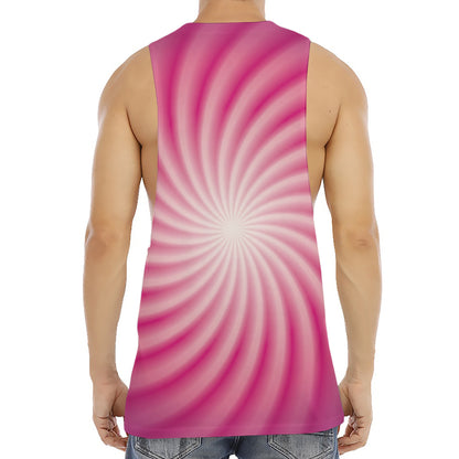 Pink Whirlpool Spiral Print Men's Muscle Tank Top