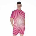 Pink Whirlpool Spiral Print Men's Romper