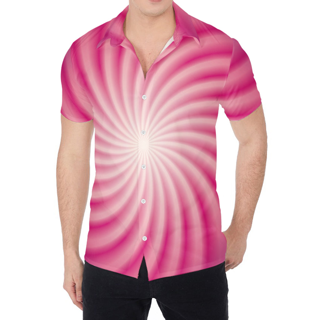 Pink Whirlpool Spiral Print Men's Shirt