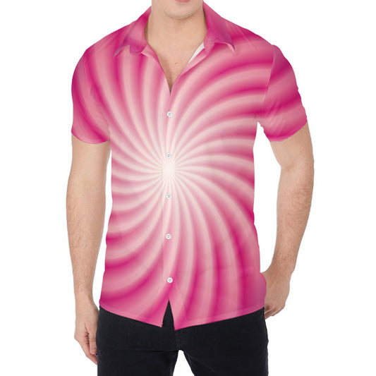 Pink Whirlpool Spiral Print Men's Shirt