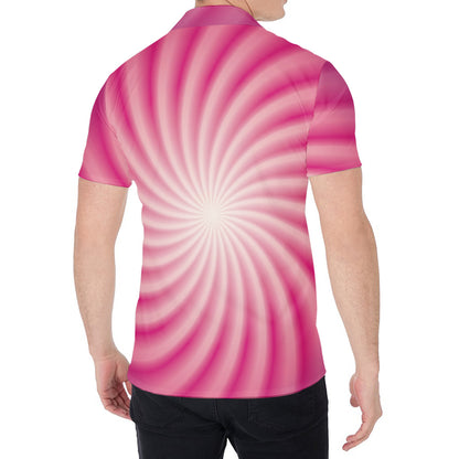 Pink Whirlpool Spiral Print Men's Shirt