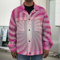 Pink Whirlpool Spiral Print Men's Shirt Jacket