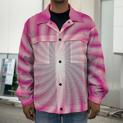 Pink Whirlpool Spiral Print Men's Shirt Jacket