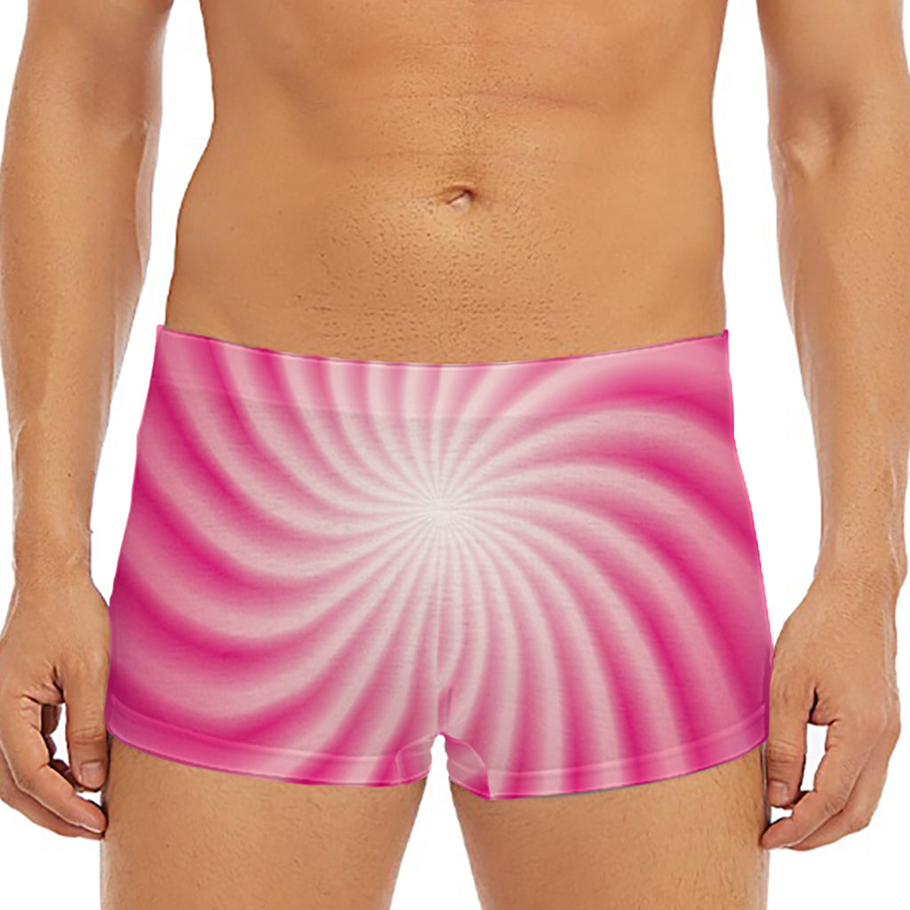 Pink Whirlpool Spiral Print Men's Short Boxer Briefs