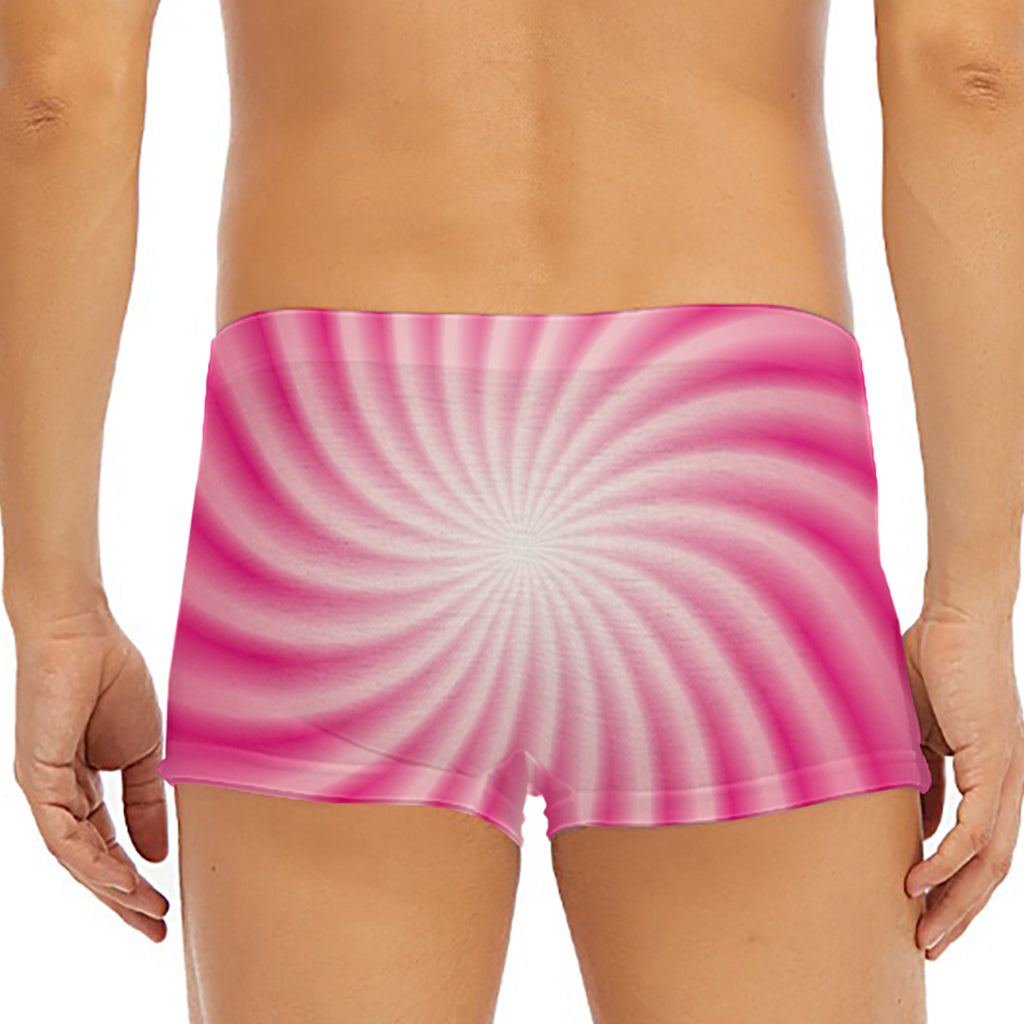 Pink Whirlpool Spiral Print Men's Short Boxer Briefs