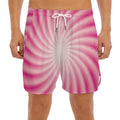 Pink Whirlpool Spiral Print Men's Split Running Shorts