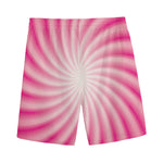 Pink Whirlpool Spiral Print Men's Sports Shorts