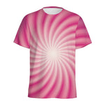 Pink Whirlpool Spiral Print Men's Sports T-Shirt
