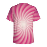 Pink Whirlpool Spiral Print Men's Sports T-Shirt