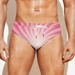 Pink Whirlpool Spiral Print Men's Swim Briefs