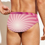 Pink Whirlpool Spiral Print Men's Swim Briefs