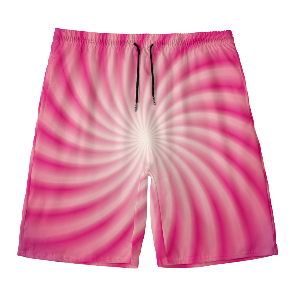 Pink Whirlpool Spiral Print Men's Swim Trunks