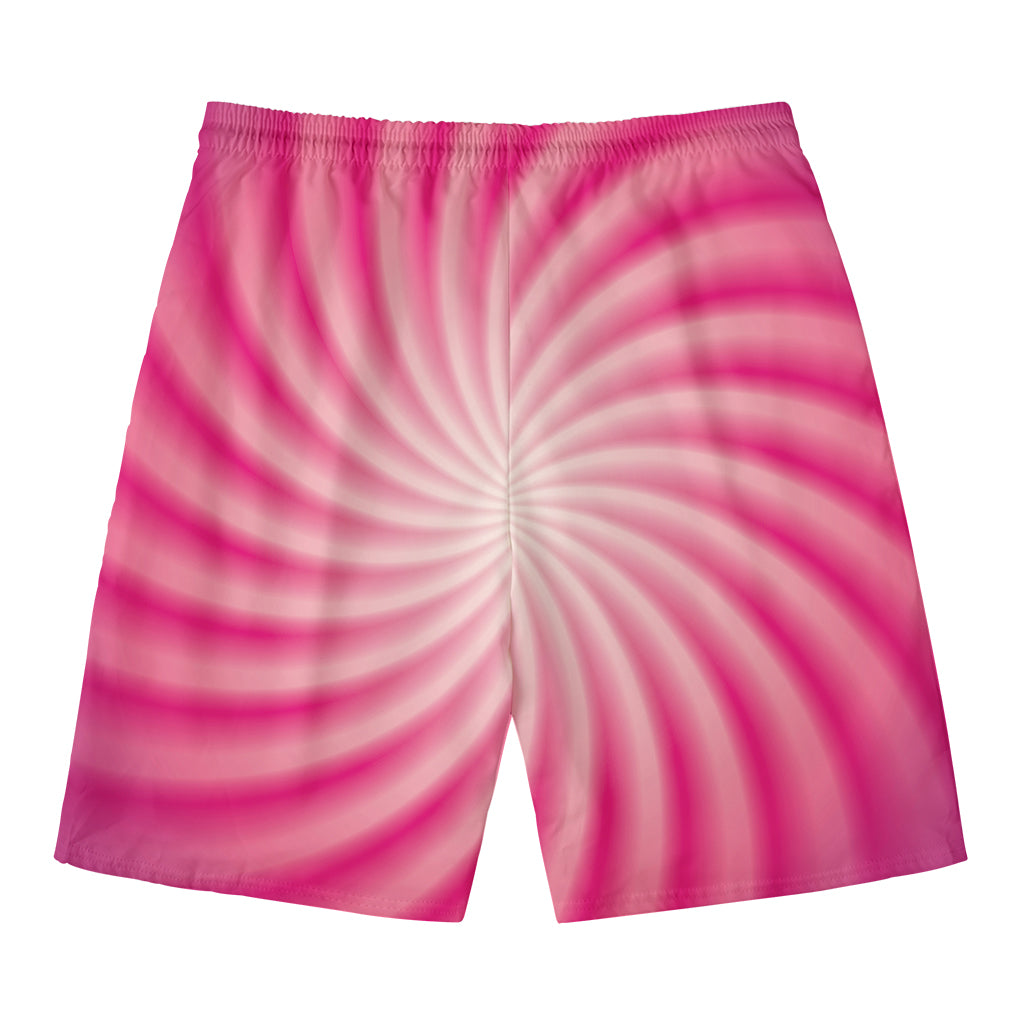 Pink Whirlpool Spiral Print Men's Swim Trunks