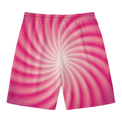 Pink Whirlpool Spiral Print Men's Swim Trunks