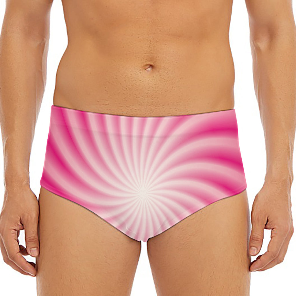 Pink Whirlpool Spiral Print Men's Triangle Swim Briefs