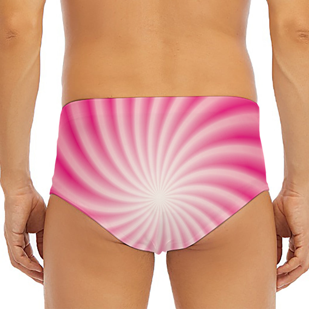 Pink Whirlpool Spiral Print Men's Triangle Swim Briefs