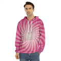 Pink Whirlpool Spiral Print Men's Velvet Pullover Hoodie