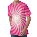 Pink Whirlpool Spiral Print Men's Velvet T-Shirt
