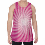 Pink Whirlpool Spiral Print Men's Velvet Tank Top