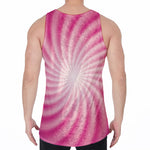 Pink Whirlpool Spiral Print Men's Velvet Tank Top