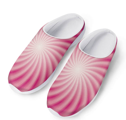Pink Whirlpool Spiral Print Mesh Casual Shoes