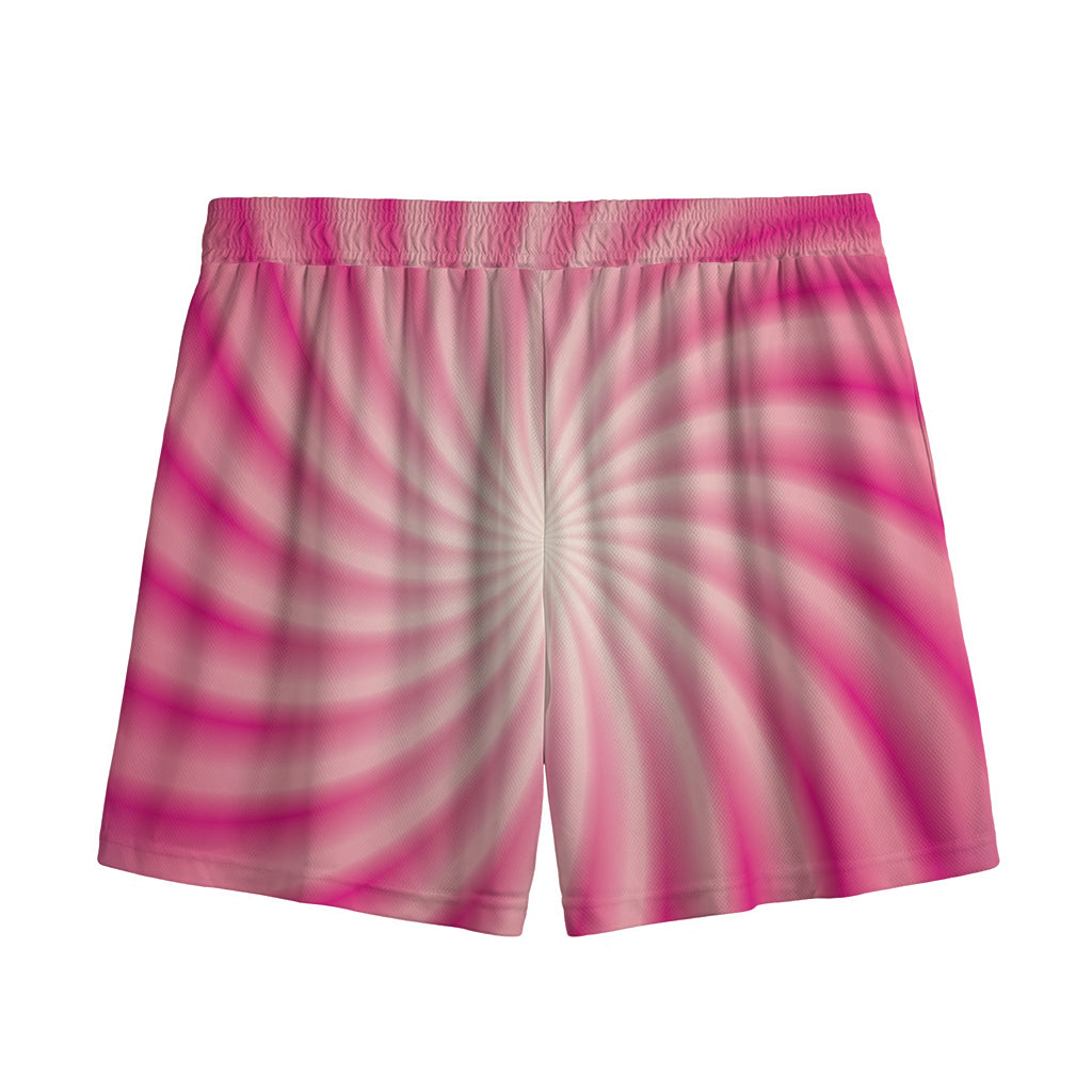 Pink Whirlpool Spiral Print Mesh Shorts
