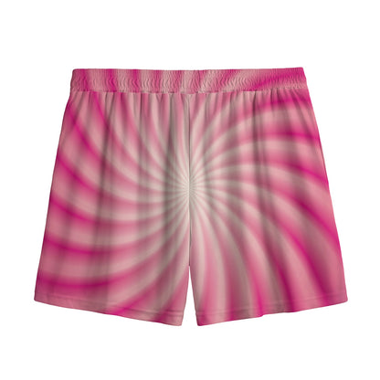 Pink Whirlpool Spiral Print Mesh Shorts