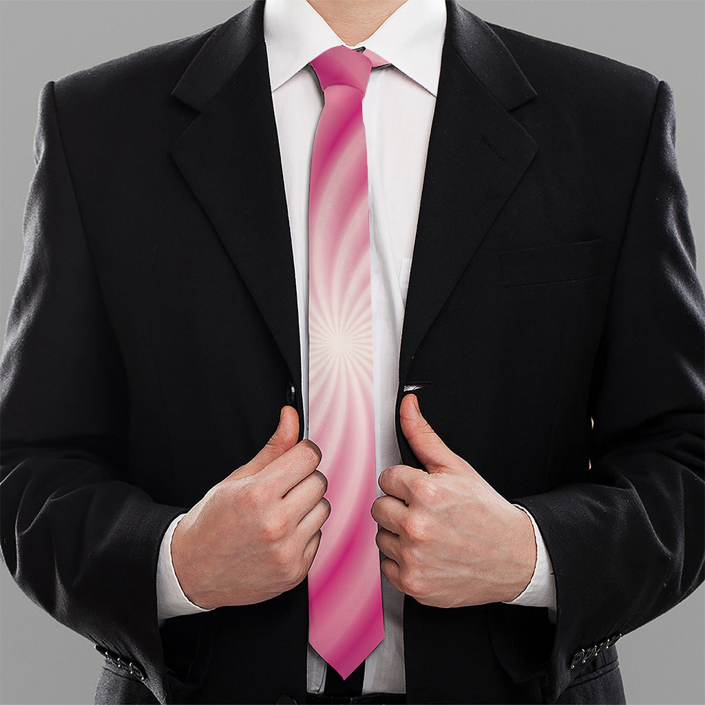 Pink Whirlpool Spiral Print Necktie
