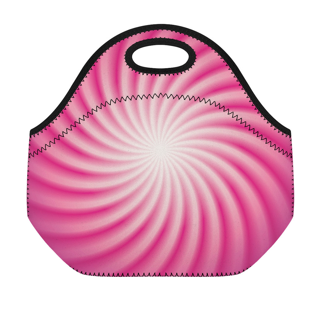 Pink Whirlpool Spiral Print Neoprene Lunch Bag