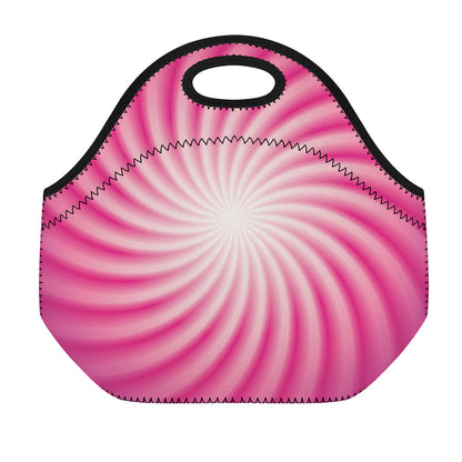 Pink Whirlpool Spiral Print Neoprene Lunch Bag