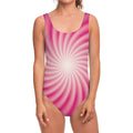 Pink Whirlpool Spiral Print One Piece Swimsuit